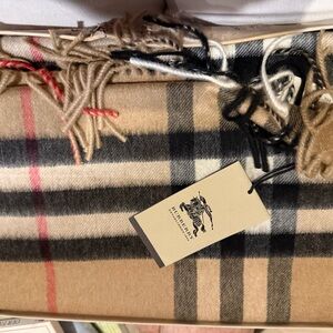 Burberry Tan and Black Checkered Scarf